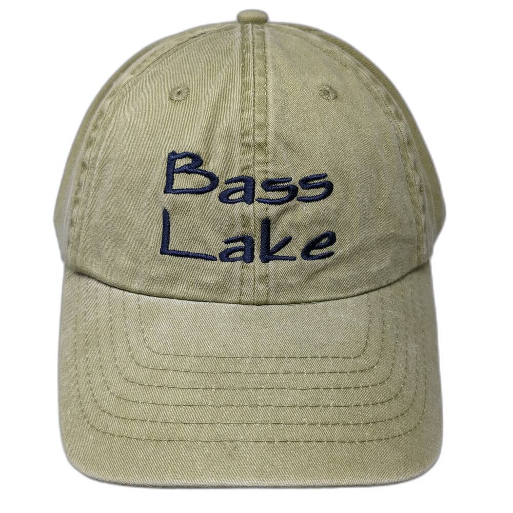 J Hats Baseball Cap Green One Size Bass Lake Embroidery Strapback Twill hat